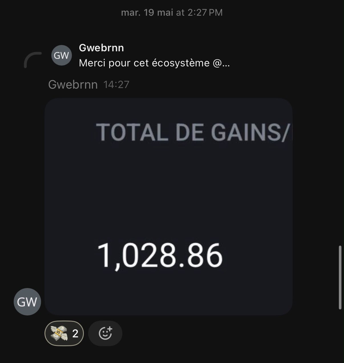 Gwebrnn — Total de gains 1,028.86
