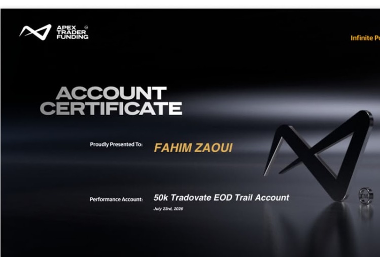 Fahim Zaoui — Compte Apex 50K validé
