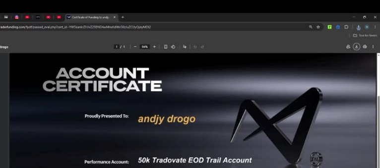 Andjy Drogo — Compte Apex 50K validé